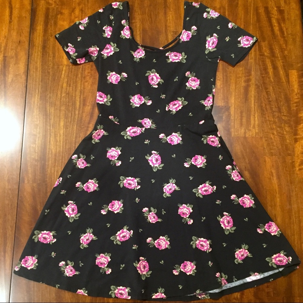 Black and pink floral dress